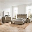 Queen Bedroom Set- Panel Design- Antique Oak Brown- 5pc w 2 Nighstands