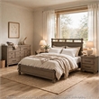 Queen Bedroom Set- Panel Design- Antique Oak Brown- 4pc w 2 Nighstands