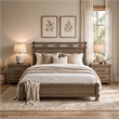 Queen Bedroom Set- Panel Design- Antique Oak Brown- 3pc w 2 NS