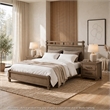 Queen Bedroom Set- Panel Design- Antique Oak Brown- 3pc w 2 NS
