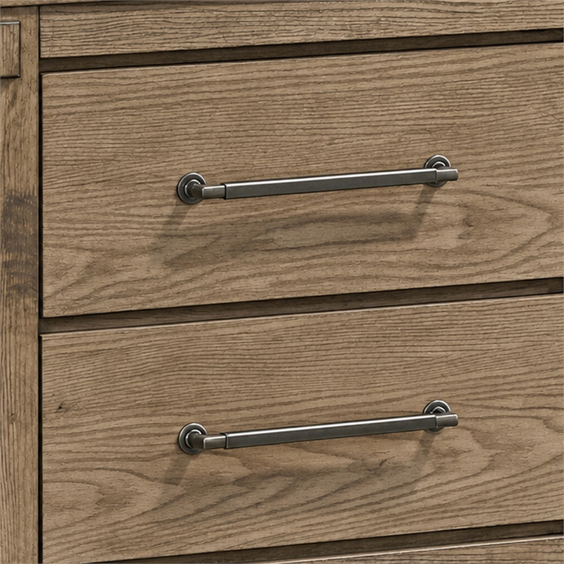 Queen Bedroom Set- Panel Design- Antique Oak Brown- 2pc w NS