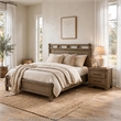 Queen Bedroom Set- Panel Design- Antique Oak Brown- 2pc w NS