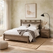 Queen Bedroom Set- Panel Design- Antique Oak Brown- 2pc w NS