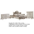 King Bedroom Set- Gray White- 5pc w 2 Nightstands- Dresser- Chest