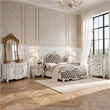 King Bedroom Set- Gray White- 5pc w 2 Nightstands- Dresser- Chest
