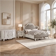 King Bedroom Set- Gray White- 4pc w 2 Nightstands- Dresser