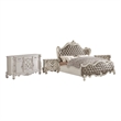 King Bedroom Set- Gray White- 4pc w 2 Nightstands- Dresser