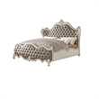 King Bedroom Set- Upholstered Design- Gray White- 3pc w 2 Nightstands