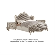 King Bedroom Set- Upholstered Design- Gray White- 3pc w 2 Nightstands