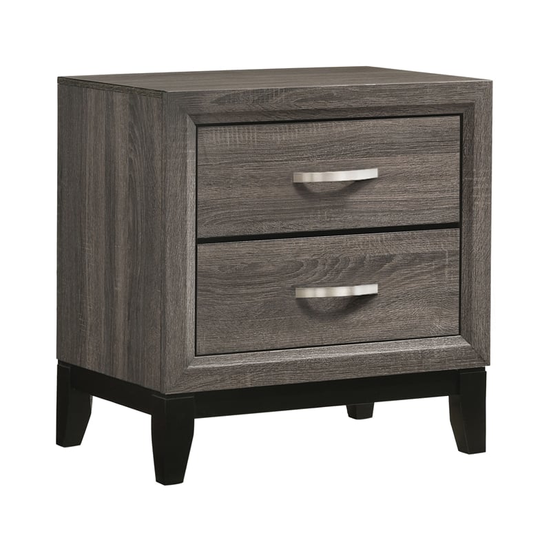 Full Bedroom Set- Gray and Black- 2 Piece Set with Nightstand