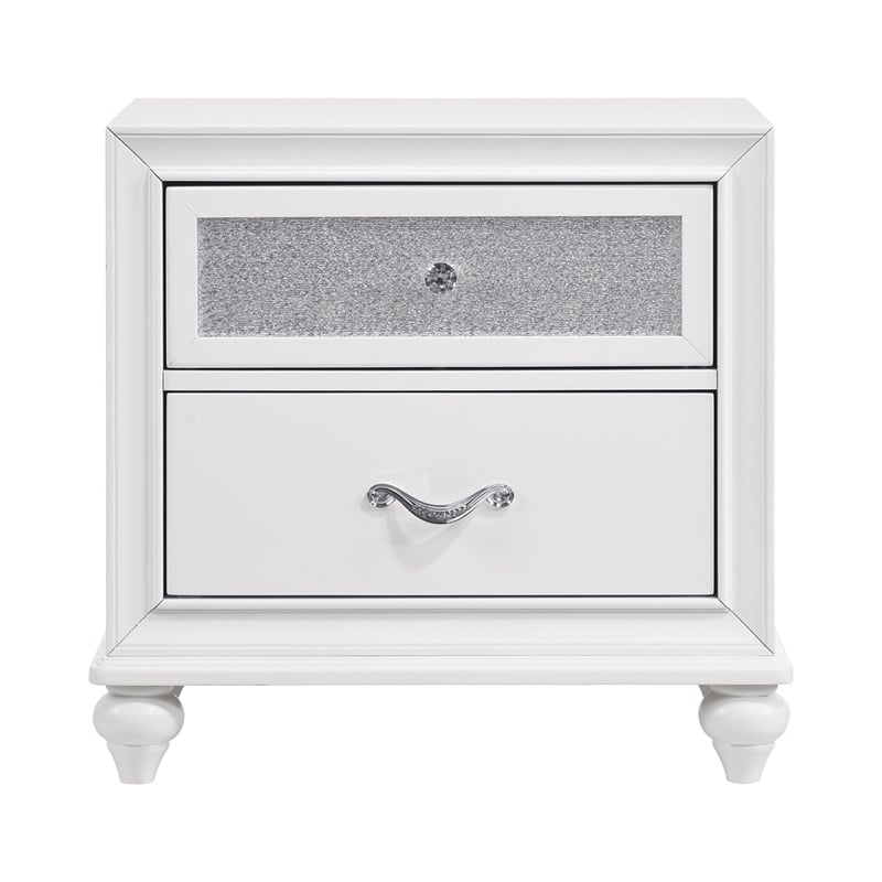 Queen Bedroom Set- White and Gray- 2 Piece Set with Nightstand