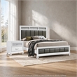 Queen Bedroom Set- White and Gray- 2 Piece Set with Nightstand