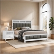 Queen Bedroom Set- White and Gray- 2 Piece Set with Nightstand
