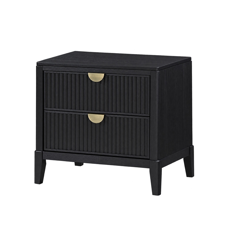 Queen Bedroom Set- Black and Gold- 2 Piece Set with Nightstand