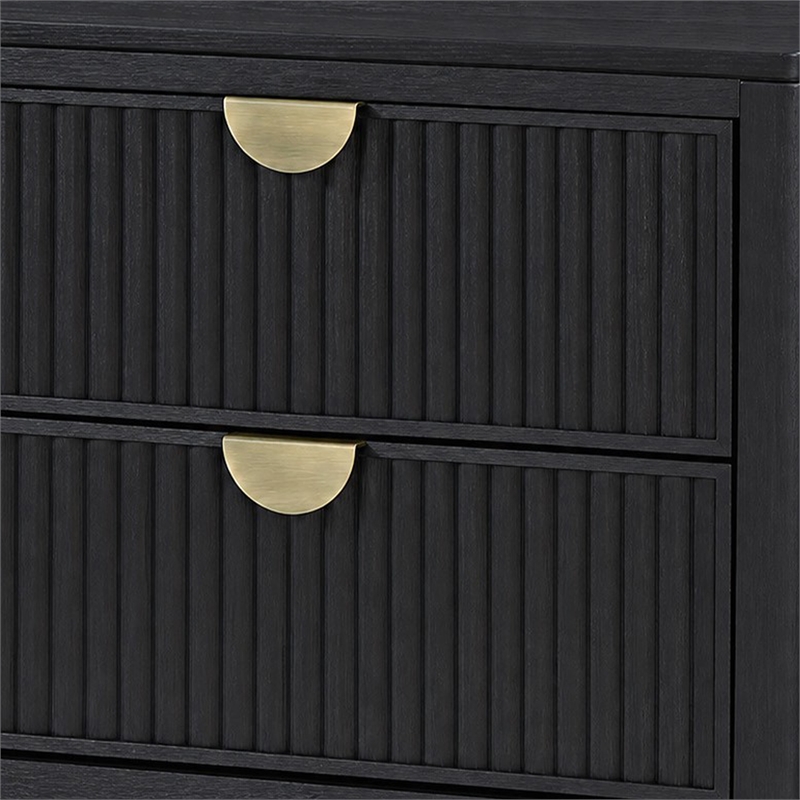 Queen Bedroom Set- Black and Gold- 2 Piece Set with Nightstand