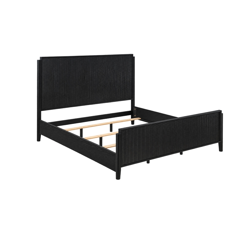 King Bedroom Set- Black and Gold- 2 Piece Set with Nightstand