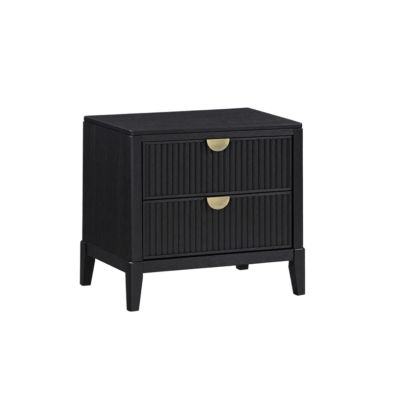 King Bedroom Set- Black and Gold- 2 Piece Set with Nightstand