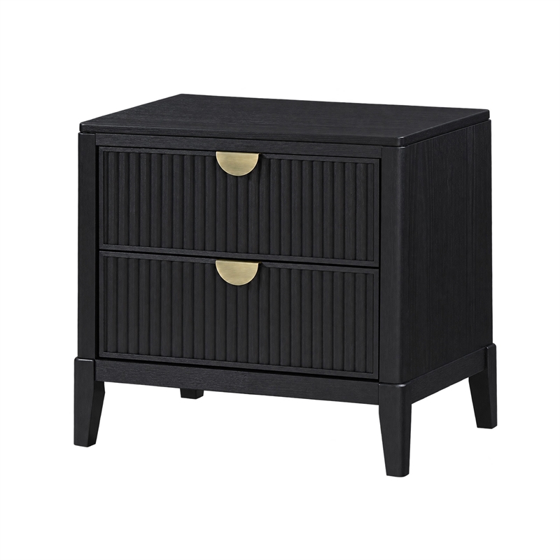 King Bedroom Set- Black and Gold- 2 Piece Set with Nightstand
