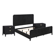 King Bedroom Set- Black and Gold- 3 Piece Set with 2 Nightstands