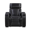 Cyrus Power Recliner w Headrest- Heat Massage- USB Ports-Black Leather