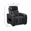 Cyrus Power Recliner w Headrest- Heat Massage- USB Ports-Black Leather
