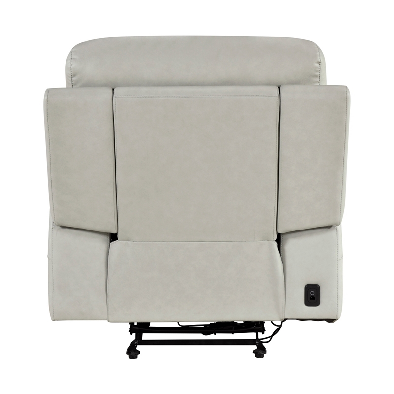 Zelda Power Glider Recliner- Power Headrest- USB- Gray Genuine Leather