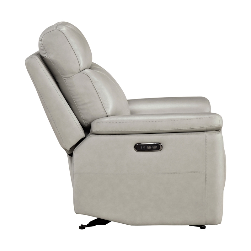 Zelda Power Glider Recliner- Power Headrest- USB- Gray Genuine Leather