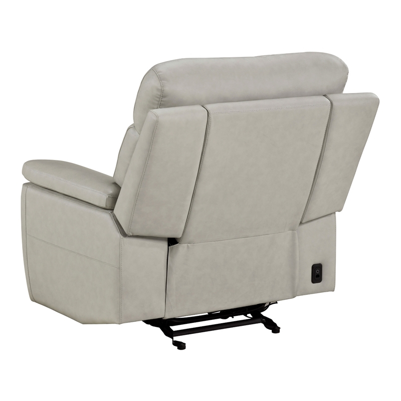 Zelda Power Glider Recliner- Power Headrest- USB- Gray Genuine Leather