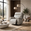 Zelda Power Glider Recliner- Power Headrest- USB- Gray Genuine Leather