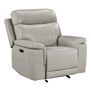 Zelda Power Glider Recliner- Power Headrest- USB- Gray Genuine Leather