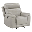 Zelda Power Glider Recliner- Power Headrest- USB- Gray Genuine Leather
