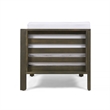 Carie Outdoor Right Arm Chair- White Cushions- Slatted Gray Wood