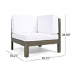 Carie Outdoor Right Arm Chair- White Cushions- Slatted Gray Wood