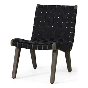 Chary Outdoor Lounge Chair- Rope Woven Seat and Back- Gray Wood