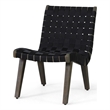 Chary Outdoor Lounge Chair- Rope Woven Seat and Back- Gray Wood
