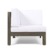 Carie Outdoor Left Arm Chair- White Fabric Cushions- Slatted Gray Wood