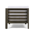 Carie Outdoor Left Arm Chair- White Fabric Cushions- Slatted Gray Wood