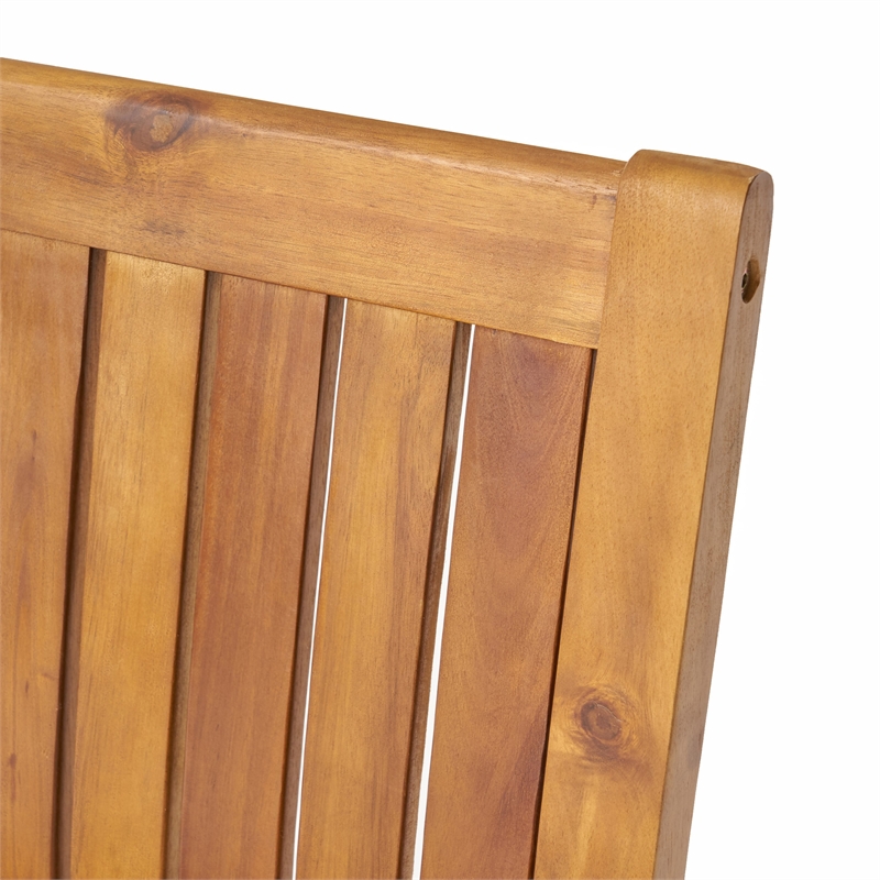 Alison Outdoor Dining Chair Set of 2- Brown Acacia Wood- Slat Panel