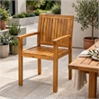 Alison Outdoor Dining Chair Set of 2- Brown Acacia Wood- Slat Panel