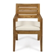 Outdoor Dining Chair Set of 2- Beige Polyester- Sandblast Natural Brown