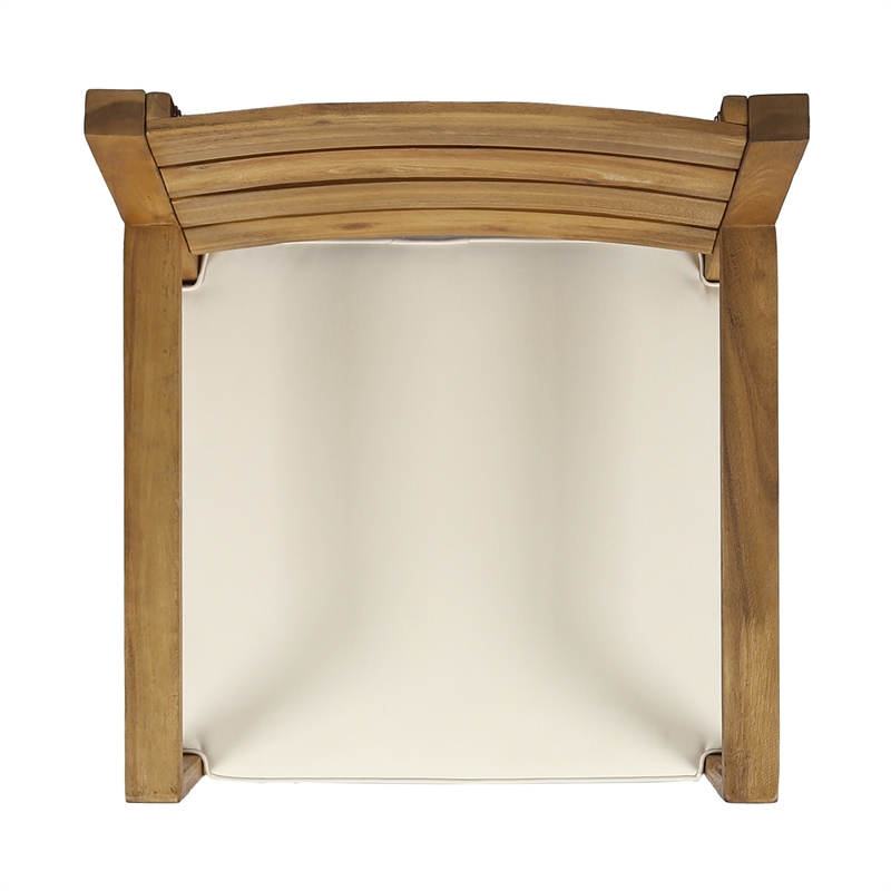 Outdoor Dining Chair Set of 2- Beige Polyester- Sandblast Natural Brown