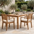 Outdoor Dining Chair Set of 2- Beige Polyester- Sandblast Natural Brown