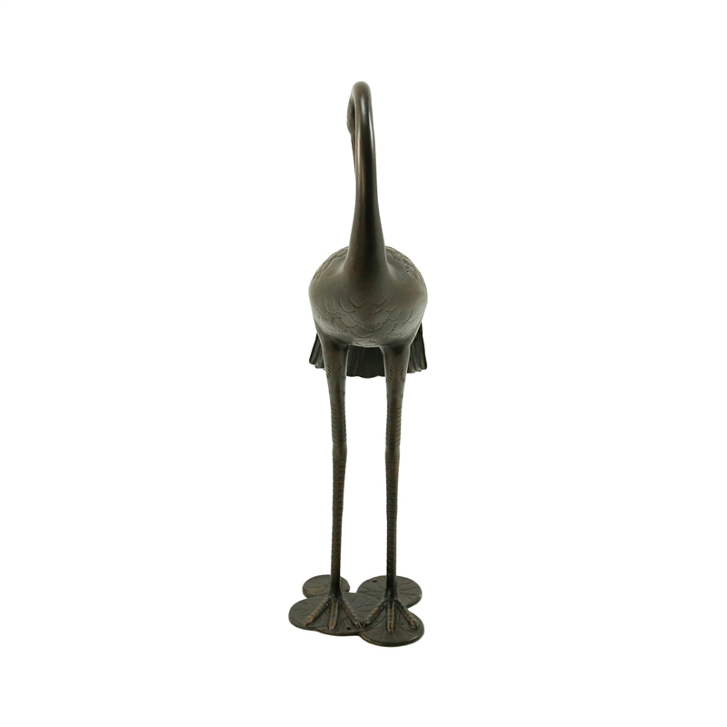 Suol Outdoor Decorative Crane Sculpture-Shiny Copper Finish Statue