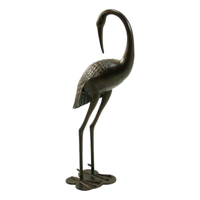Suol Outdoor Decorative Crane Sculpture-Shiny Copper Finish Statue