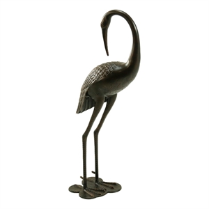 Suol Outdoor Decorative Crane Sculpture-Shiny Copper Finish Statue