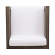 Carie Outdoor Club Chair- White Fabric Cushions- Slatted Frame- Gray Wood