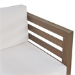 Carie Outdoor Club Chair- White Fabric Cushions- Slatted Frame- Gray Wood