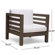 Carie Outdoor Club Chair- White Fabric Cushions- Slatted Frame- Gray Wood