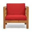 Juna Outdoor Club Chair- Water Resistant Red Cushions- Teak Finish