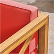 Juna Outdoor Club Chair- Water Resistant Red Cushions- Teak Finish